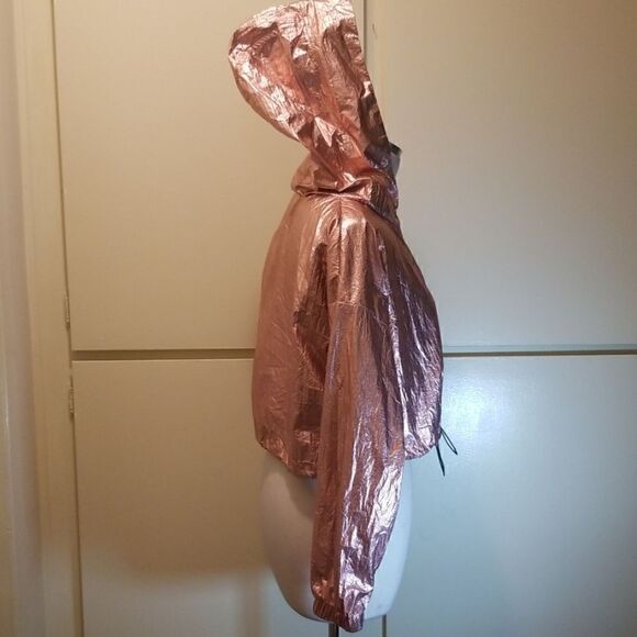 Kaylee Kollection Pink Lame Nylon Windbreaker, S - Picture 4 of 6